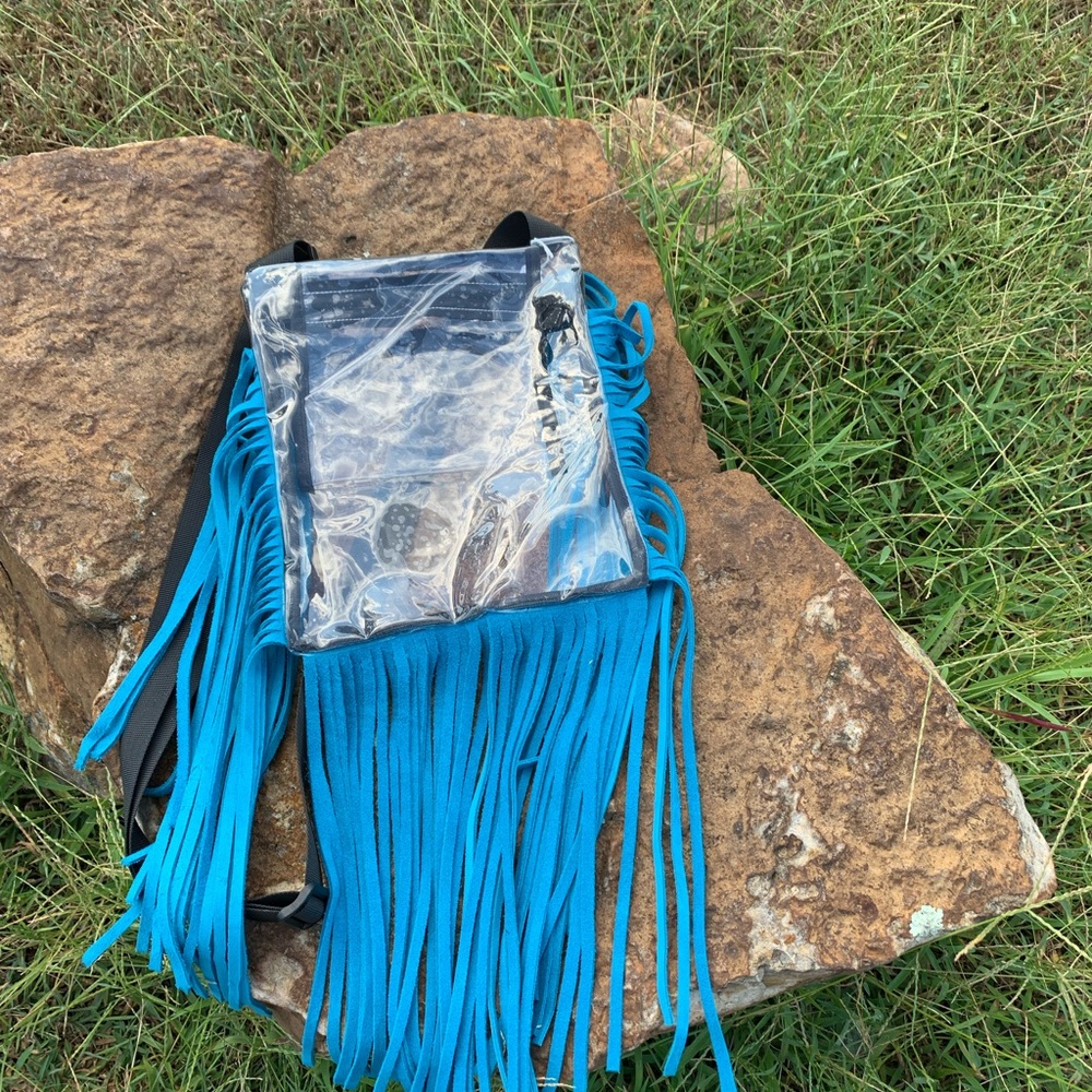 Blue Fringe Clear Crossbody Bag